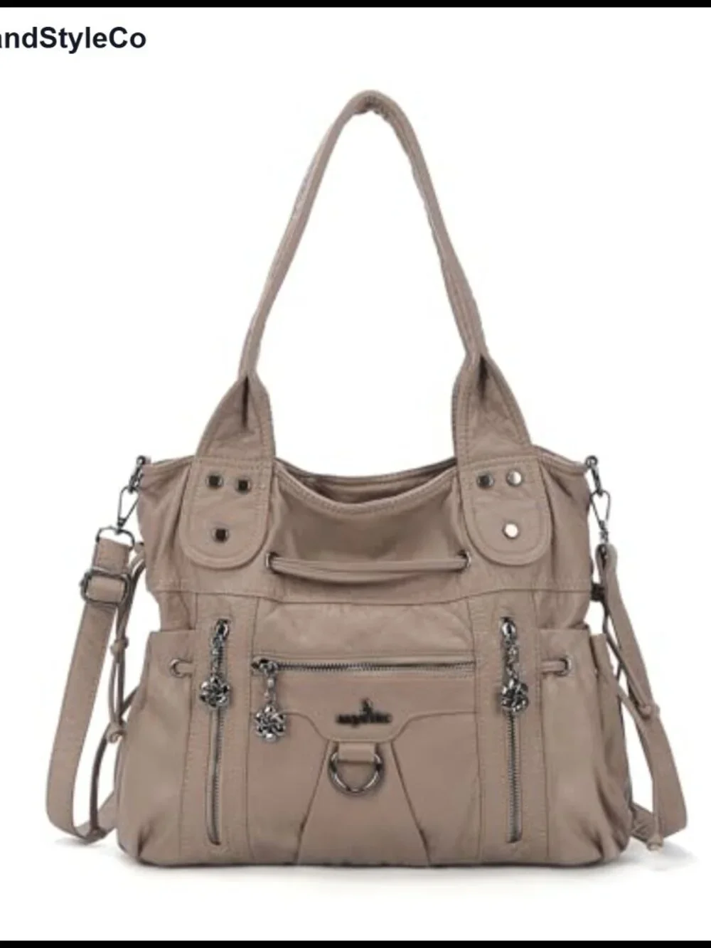 Soft Vegan Leather Hobo Crossbody Bag Purse with Tassel Studs